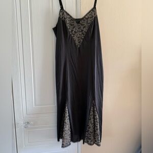 Vintage Vanity Fair Nightgown Long‎ Old Hollywood Glamour Black Size 34 Lingerie